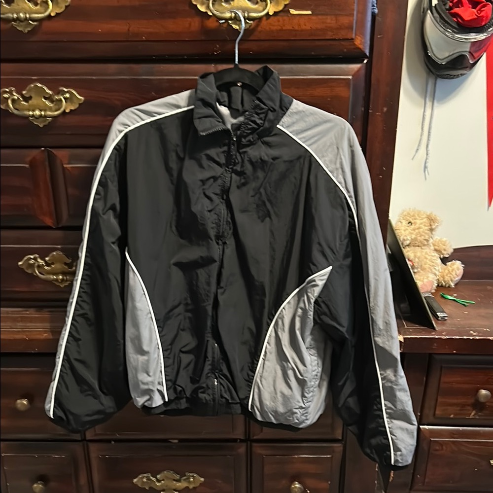 Black and Gray Windbreaker Jacket HOLLISTER